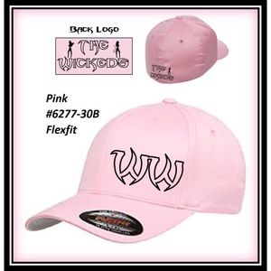Hat - Flexfit Curved Bill #6277-Pink w/ Black logo